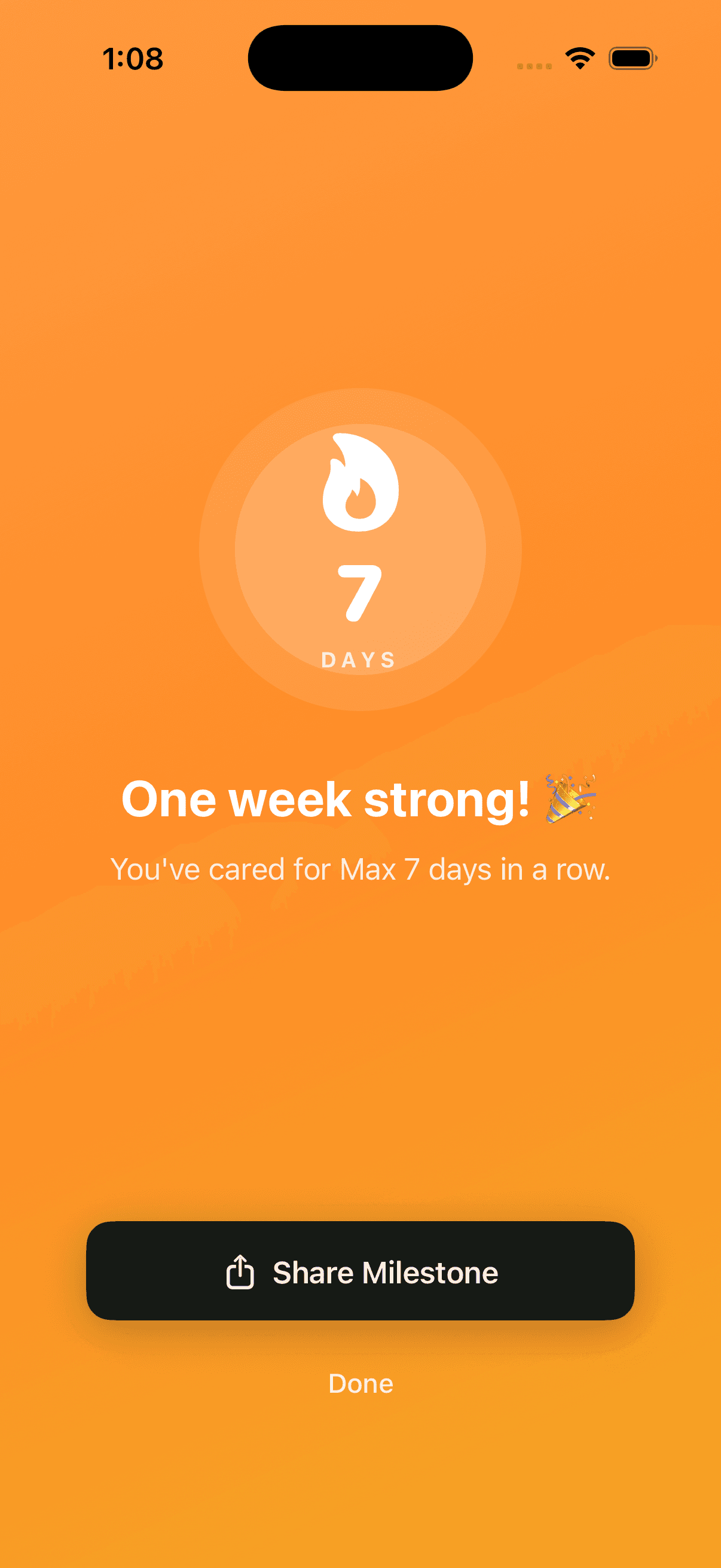 Pawlo streak milestone screen